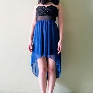 Black and Blue Sequined Dress